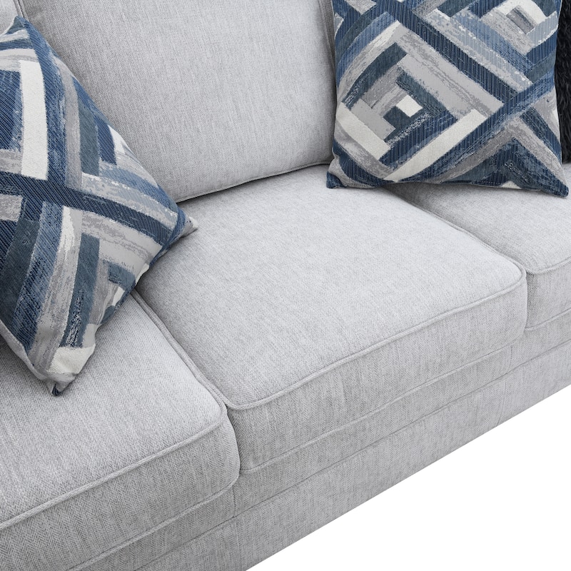 Furniture of America Maevy 2-Piece Taupe Chenille Sofa Set with Accent Pillows
