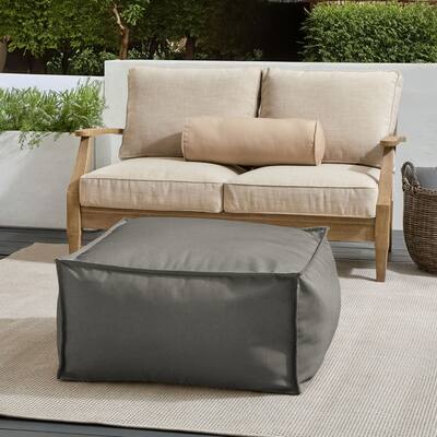 Sorra Home Sunbrella Outdoor Top Stitch Solid Bean Pouf