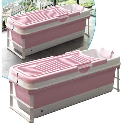 Mixoy Extra Large Adult Portable Bathtub with 2 Side Handles and Waterproof Pillow,Foldable Tub for Ice Bath and Hot Shower