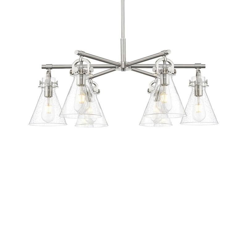 Innovations Lighting 410-6CR-16-26 Newton Cone Chandelier Newton Cone - Satin Nickel / Seedy
