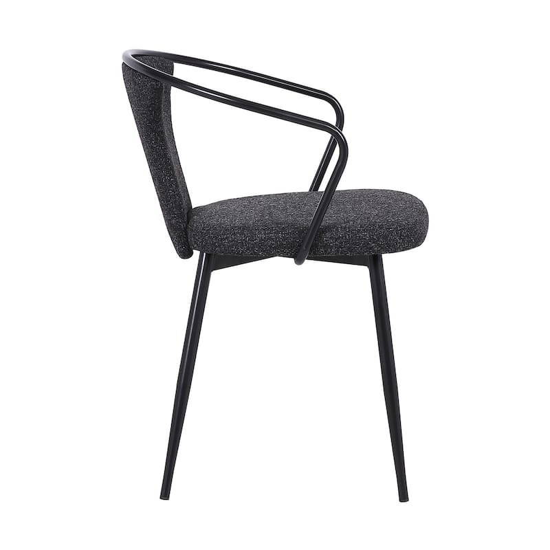 Black/Black Fabric Upholstered Metal Frame Dining Chair, Sturdy Dining Chair for Dining Rooms - 19.5