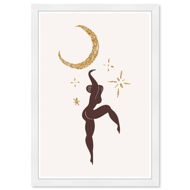 Wynwood Studio Prints Music and Dance Dancing in the moonlight Gold and Bohemian & Eclectic Wall Art Canvas Print