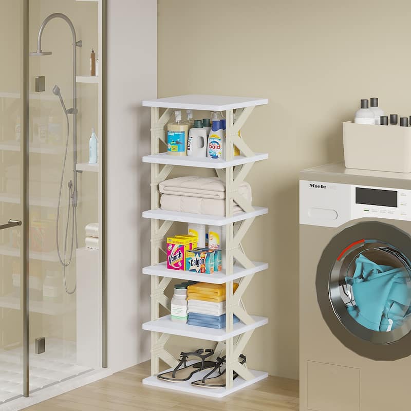 VECELO Foldable Plastic Shoe Rack Storage Organizer for Entryway, Hallway, Closet, Small Space K Style, Set of 1