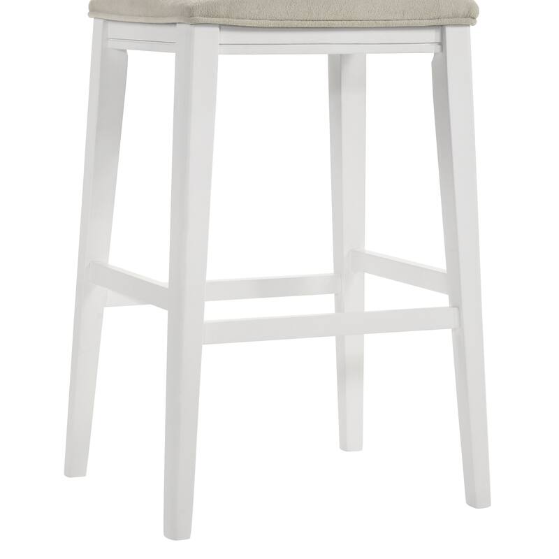 Jane Contemporary Transitional Backless Wood Counter Height Kitchen Bar Stool with Fabric Upholstered Seat