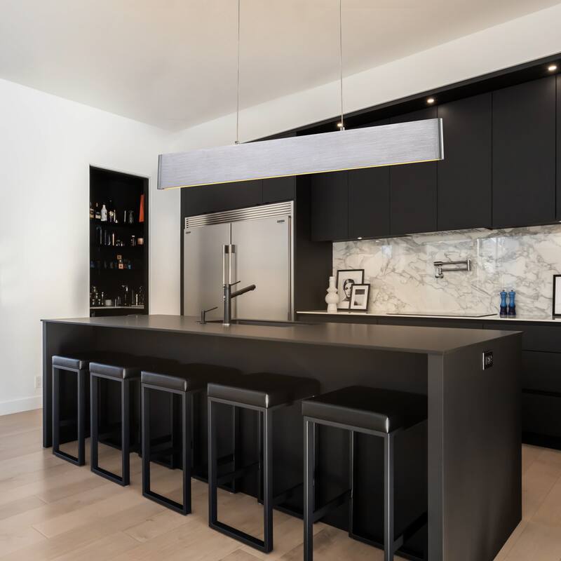 C Cattleya Integrated LED Up and Down Lighting Linear Kitchen Island Chandelier - Silver