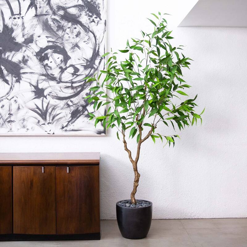 Long Leaf Greco Eucalyptus Artificial Potted Tree - 7'