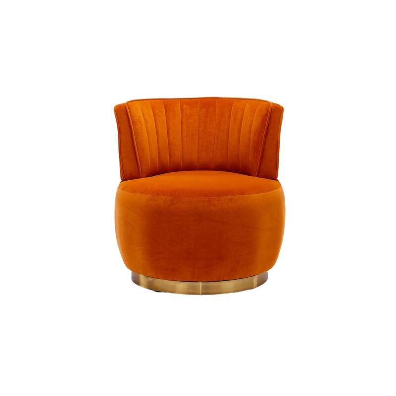 Orange Modern 25.2" Upholstered 360° Swivel Barrel Chair with Wide Upholstered and Sturdy Hardwood Frame