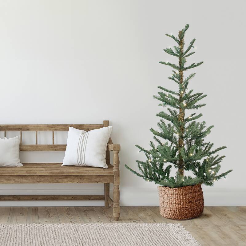 7.5' Nordmann Fir Artificial Christmas Tree Warm Clear LED Lights - 7.5 Foot