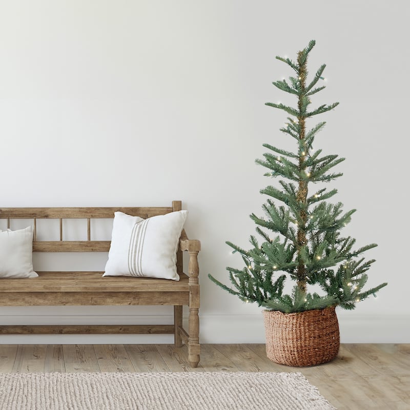 Pre-Lit Nordmann Fir Artificial Christmas Tree Warm Clear LED Lights.