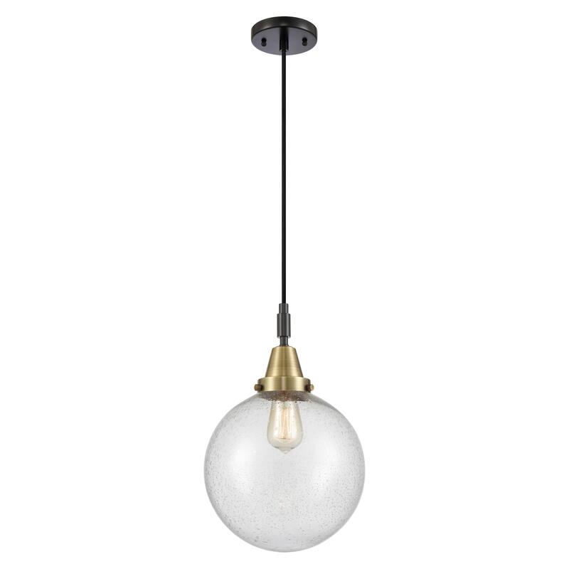 Innovations Lighting Downtown Urban - Caden Beacon - 1 Light 10" Cord Hung Mini Pendant - Black Antique Brass/Seedy Shade