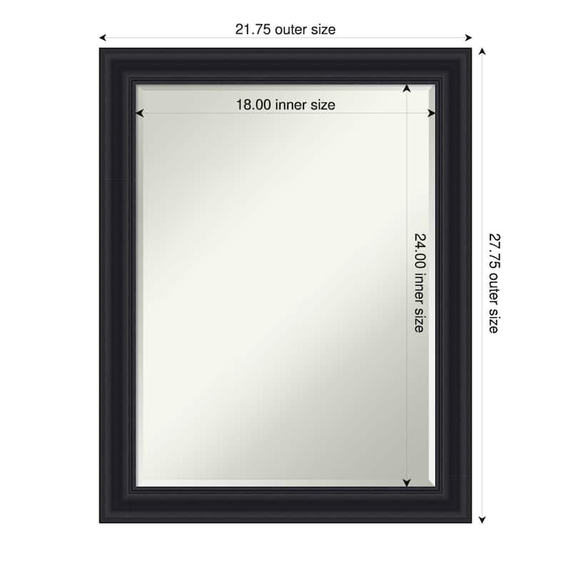 Dalat Half-Inch-Bevel Framed Bathroom Vanity Wall Mirror - Dalat Black - 22 x 28 in