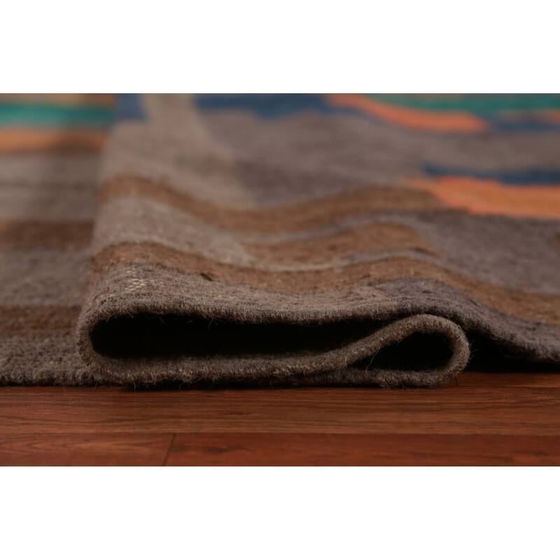 Hand Woven Oriental 100% Jute Carpet Southwestern Modern Brown Kilim Area Rug - 11' 9'' X 9' 2''