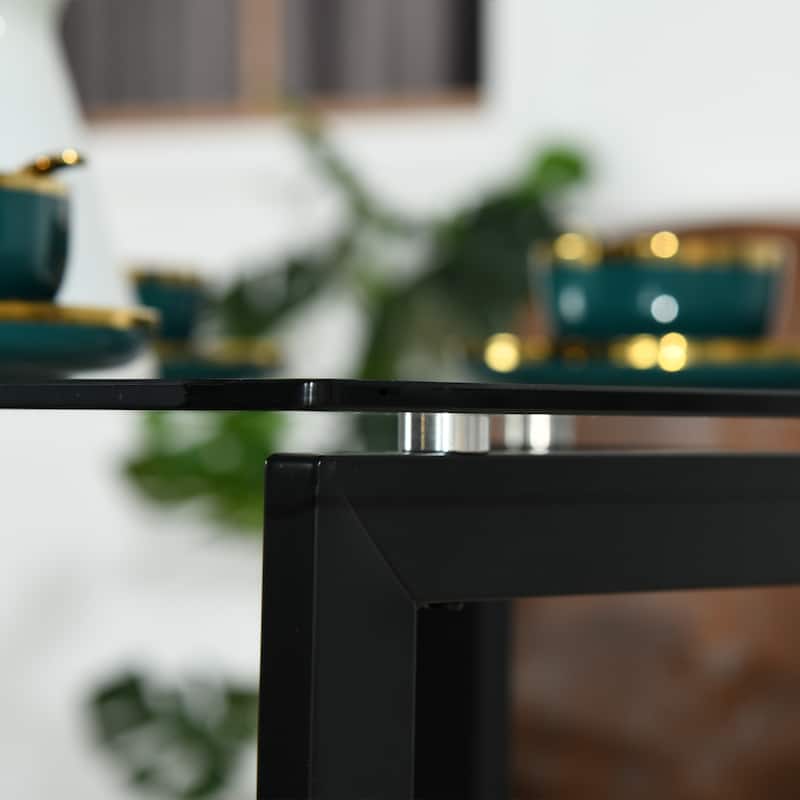 47.2 / 55 Inch Modern Tempered Glass Home Kitchen Restaurant Dining Table