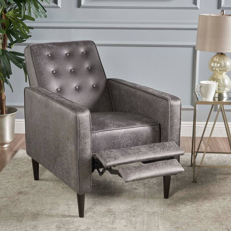 Mervynn Mid-Century Modern Microfiber Recliner (Set of 2) by Christopher Knight Home