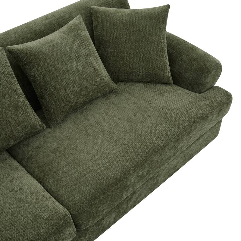 Christopher Knight Home - Loro Modern 81.5" Chenille Upholstered 3-Seater Sofa with Rolled Arms & Solid Wood Legs
