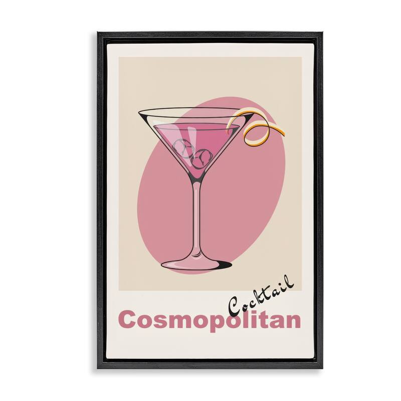 Stupell Vintage Cosmo Cocktail Framed Floater Canvas Wall Art Design By LSR Design Studio - 21 x 31 - Black
