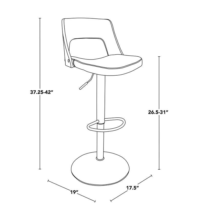 Carson Carrington Paula Adjustable Bar Stool with Rounded Rectangle Footrest (Set of 3)