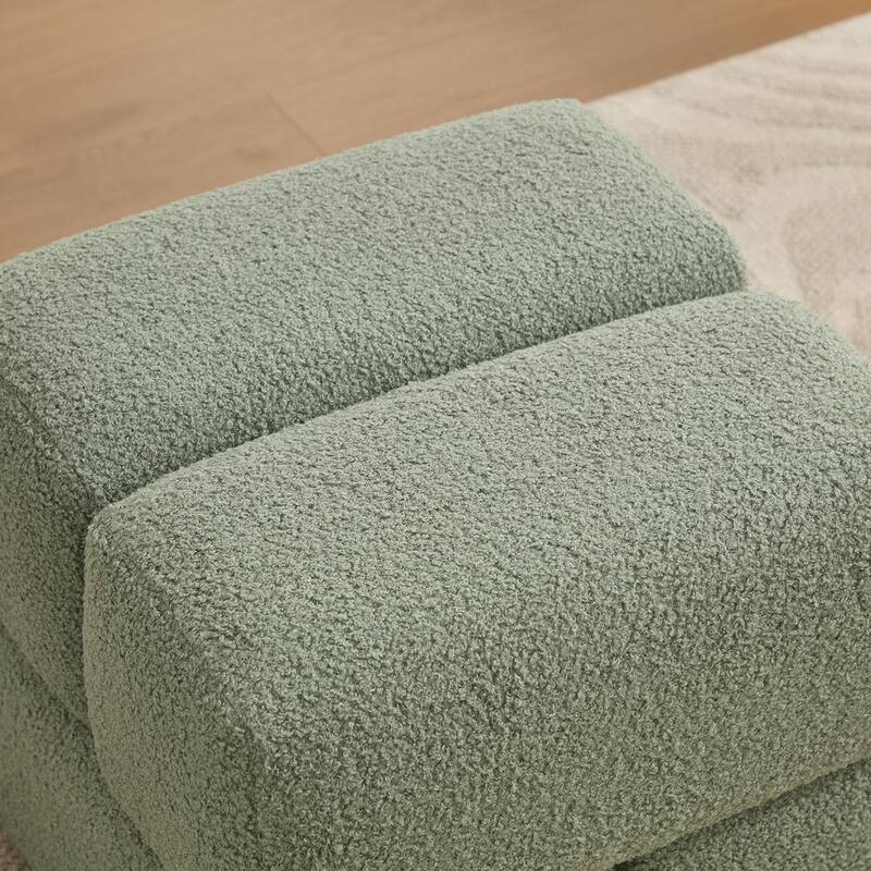 SEYNAR Modern 16.5''Faux Sherpa Square Cube Otttoman