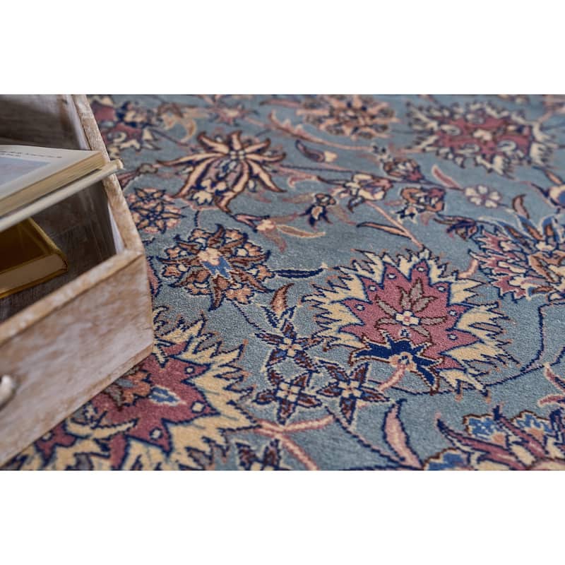 EXQUISITE RUGS ONE-OF-A-KIND Super Fine Isfahan Hand Knotted Lilac/Beige Rug - 9'2"x12'3"
