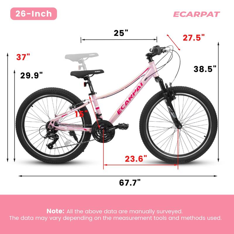Women/Teens' Bicycle - Shock-Absorbing Front Fork, Multiple Speeds, V-Brakes, Mountain Tires - 26
