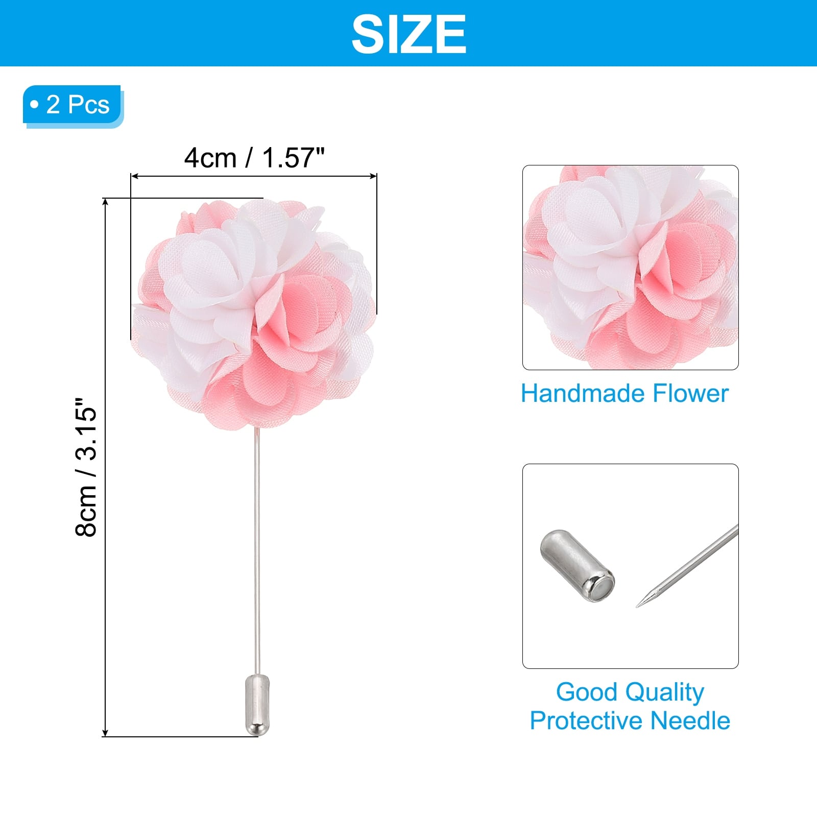 Flower Boutonnieres Pin, Lapel Pin for Men Camellia Flower for Suit Wedding Anniversary Brooch Graduation Outfit Accessories