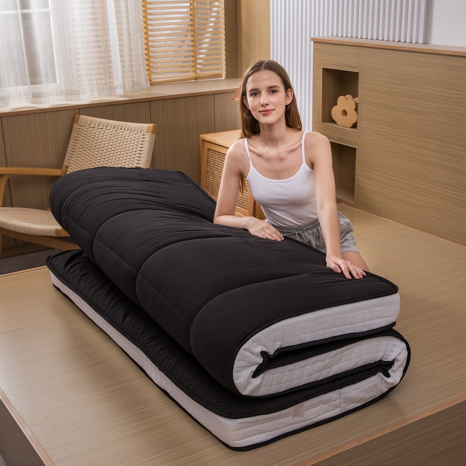 Morton マットレス Futon Mattress, Padded Japanese Floor Mattress Quilted Bed