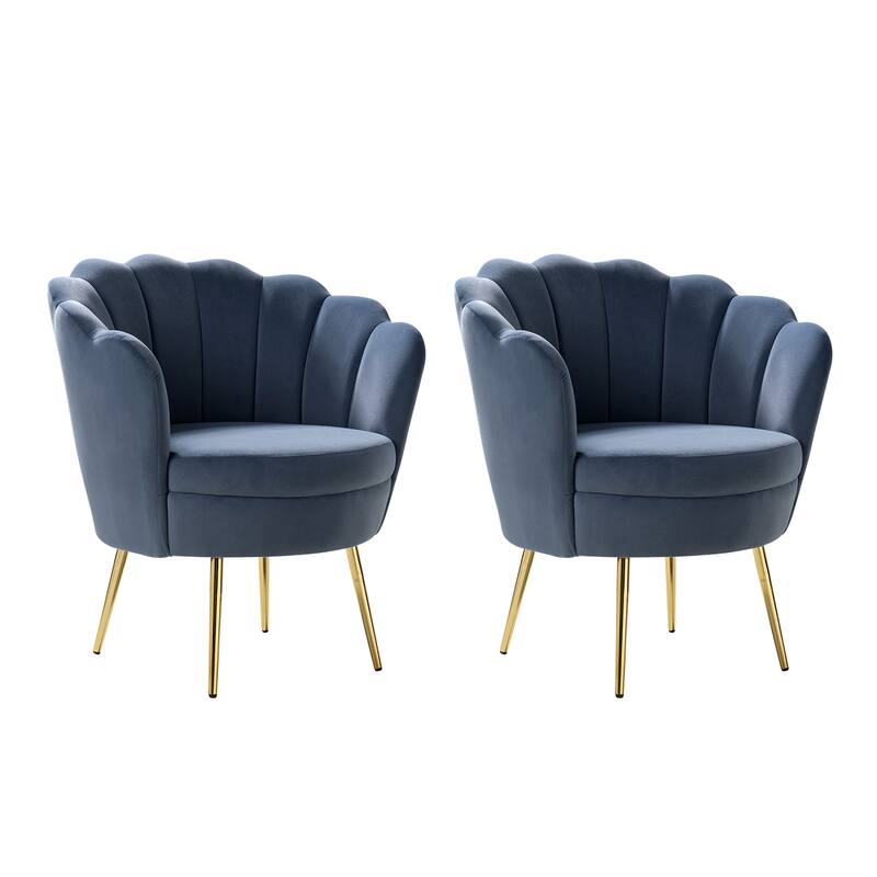 Xabier Cute Modern Upholstered Barrel Chair Accent Chair with Tufted Back Set of 2 by HULALA HOME