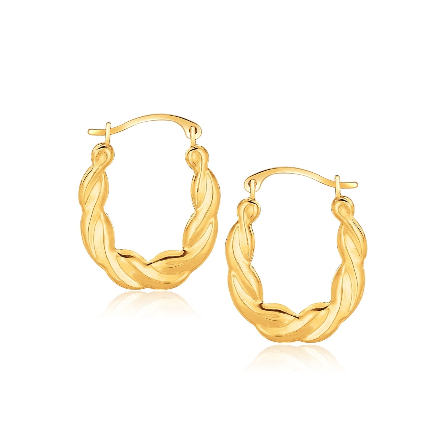 MayaMila 10k Yellow Gold Oval Twist Hoop Earrings