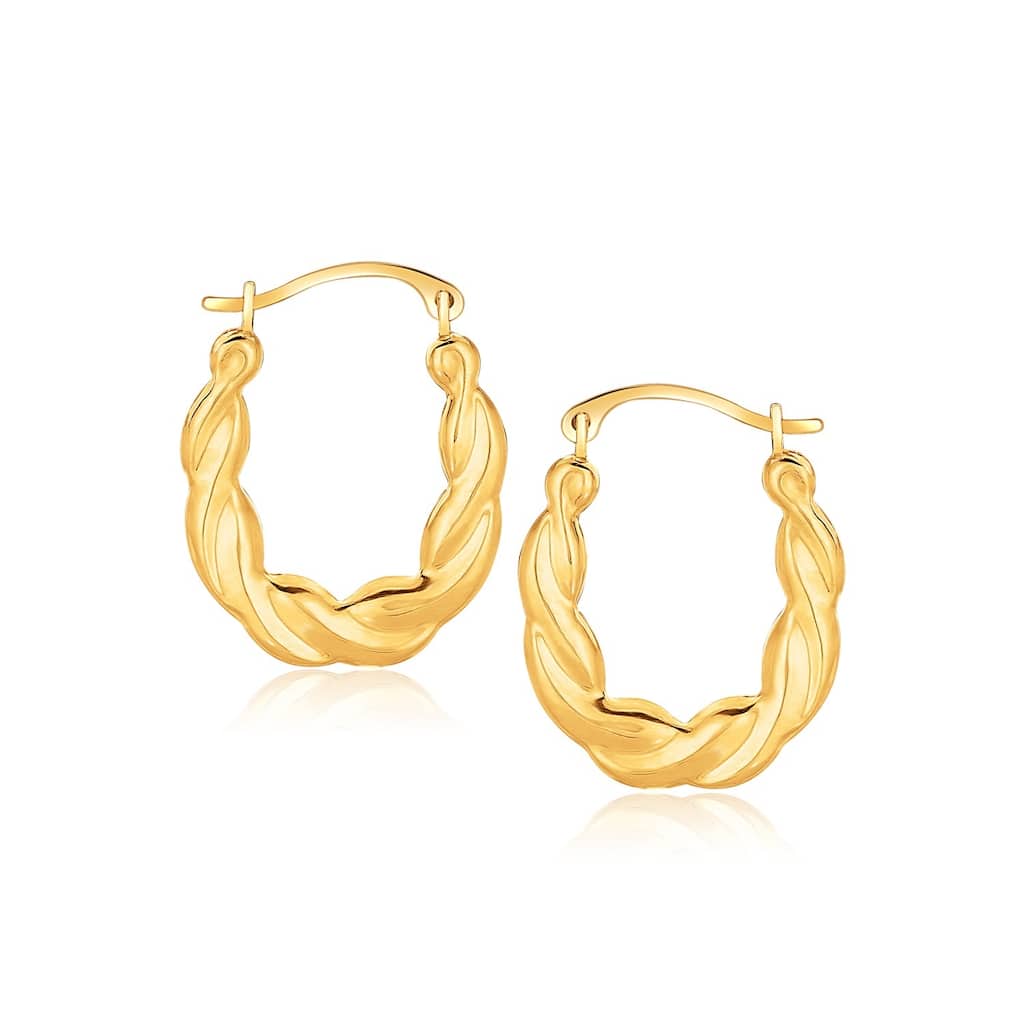 MayaMila 10k Yellow Gold Oval Twist Hoop Earrings