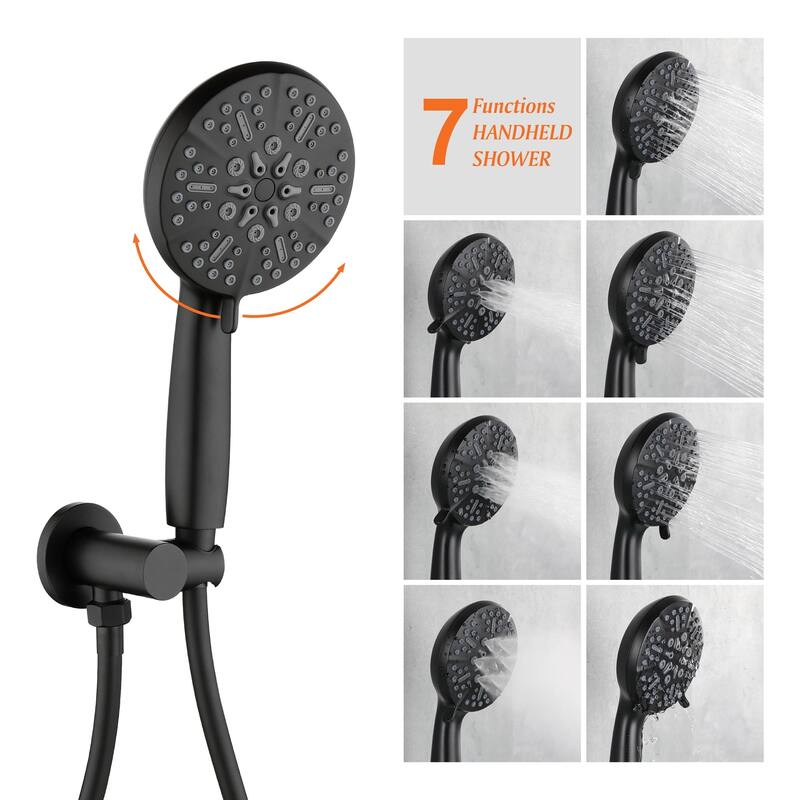 Wall Mounted Tub Faucet With Handheld Shower Waterfall Bathtub Faucet With Hand Shower Tub Filler With Pressure Balance Valve