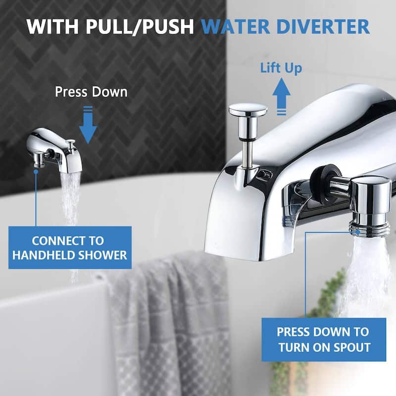 Tub Spout with Diverter, 8 Settings Hand Held Shower, Bathtub Faucet with Sprayer