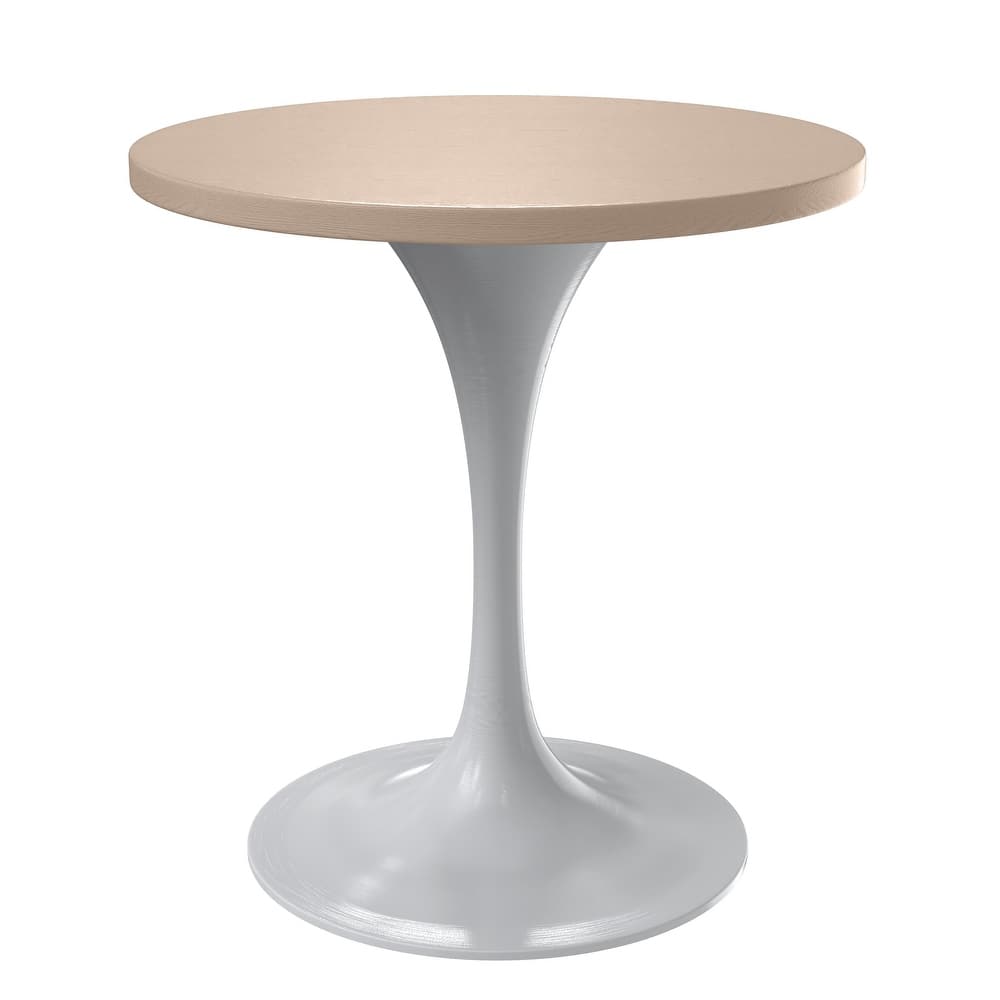 Verve 27" Modern Round Solid MDF Wood Top Dining Table with White Finish Steel Base Furniture for Home Kitchen & Living Room