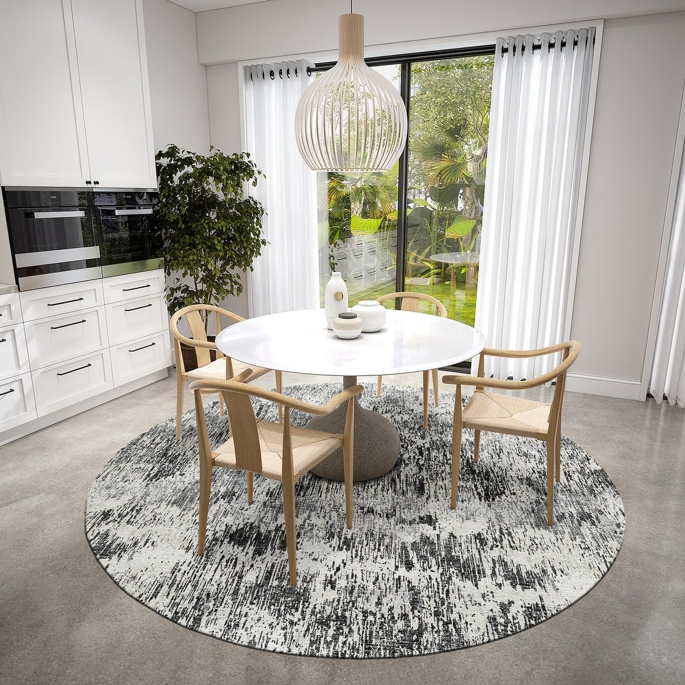 Indoor/ Outdoor Accord Modern Brushstrokes Polyester Washable Rug New