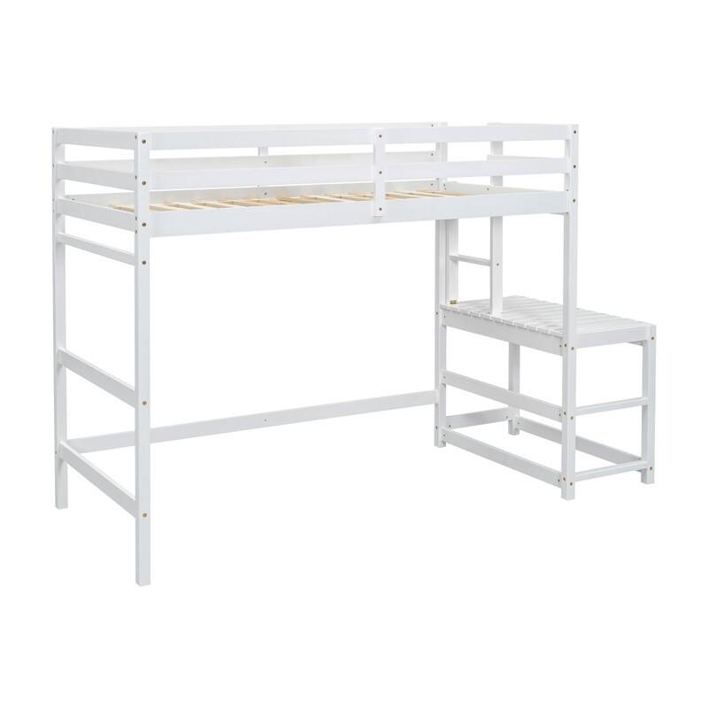 Twin High Loft Bed with Ladder,Guardrails