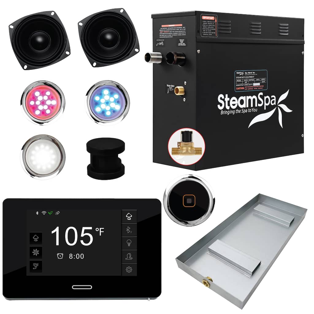 Black Series Wifi and Bluetooth 6kW Steam Bath Generator Package