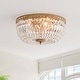preview thumbnail 7 of 16, Silver Orchid 14-inch Crystal Flush Mount Chandelier Brushed Brass
