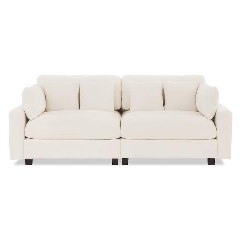 89In Comfy Couch, 3 Seater Sofa With Wood Legs, Chenille Couch For Small Space,Apartment - 89"W X 44.1"D X 33.9"H