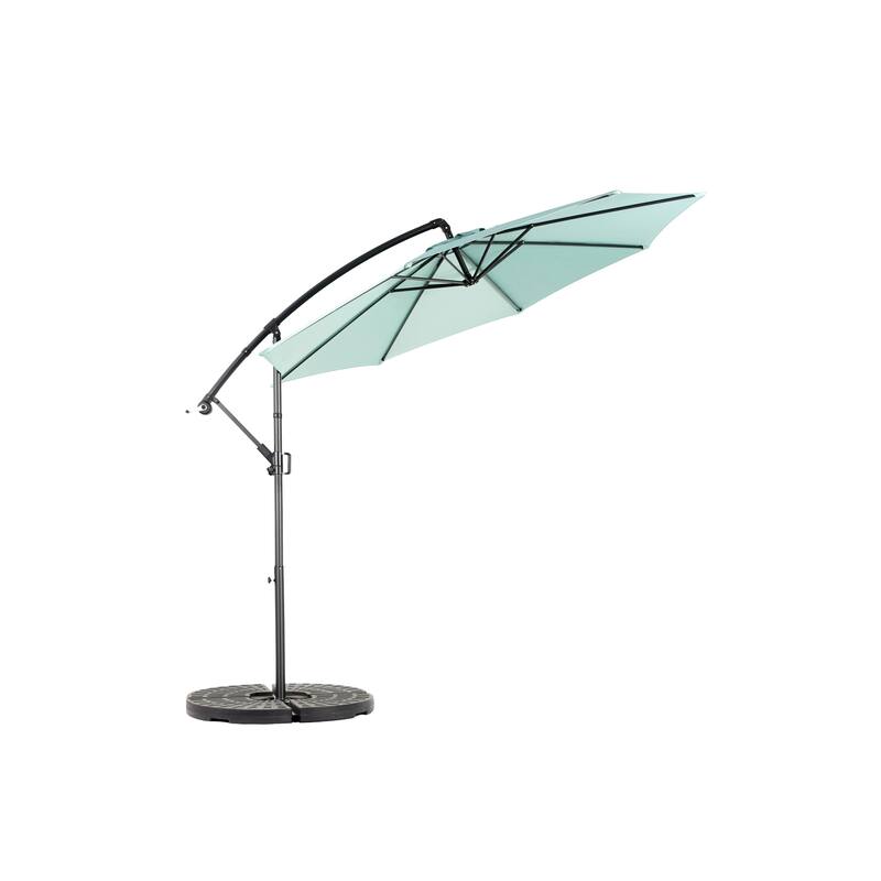 Hanging Patio Umbrella Polyester Parasol with Tilt Adjustment 8 Ribs, for Backyard Poolside - (Dark Green)