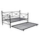 preview thumbnail 1 of 2, Full size Black Metal Daybed Frame with Twin Roll-out Trundle Black