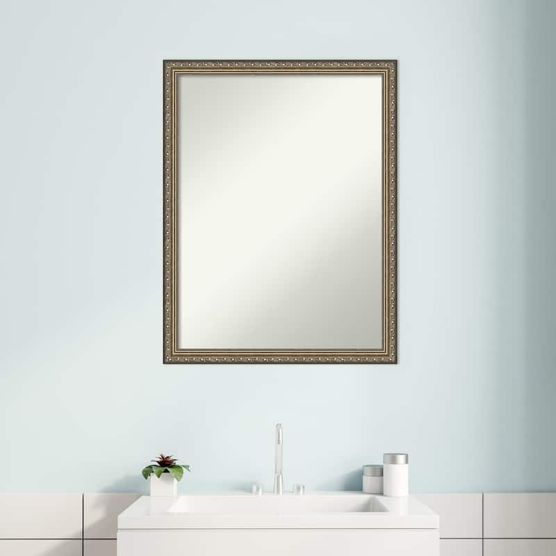 Non-Beveled Wood Bathroom Wall Mirror - Parisian Silver Frame