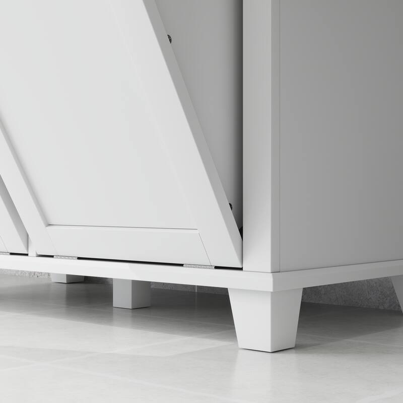 HOMCOM Laundry Room Organization and Storage Cabinet Freestanding Furniture with 2 Tilt Out Hamper Design, White - 30*15.75*27.5