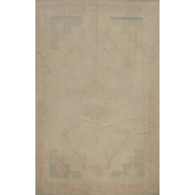 Hand Woven Oriental 100% Wool Carpet Southwestern Tribal Beige & Ivories Kilim Area Rug - 12' 9'' X 9' 9''