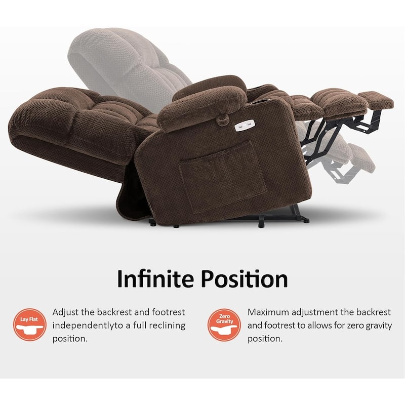 MCombo Dual Motor Power Lift Recliner Chair with Massage and Heat, Infinite Position, Fabric R7894 (Small-Wide)