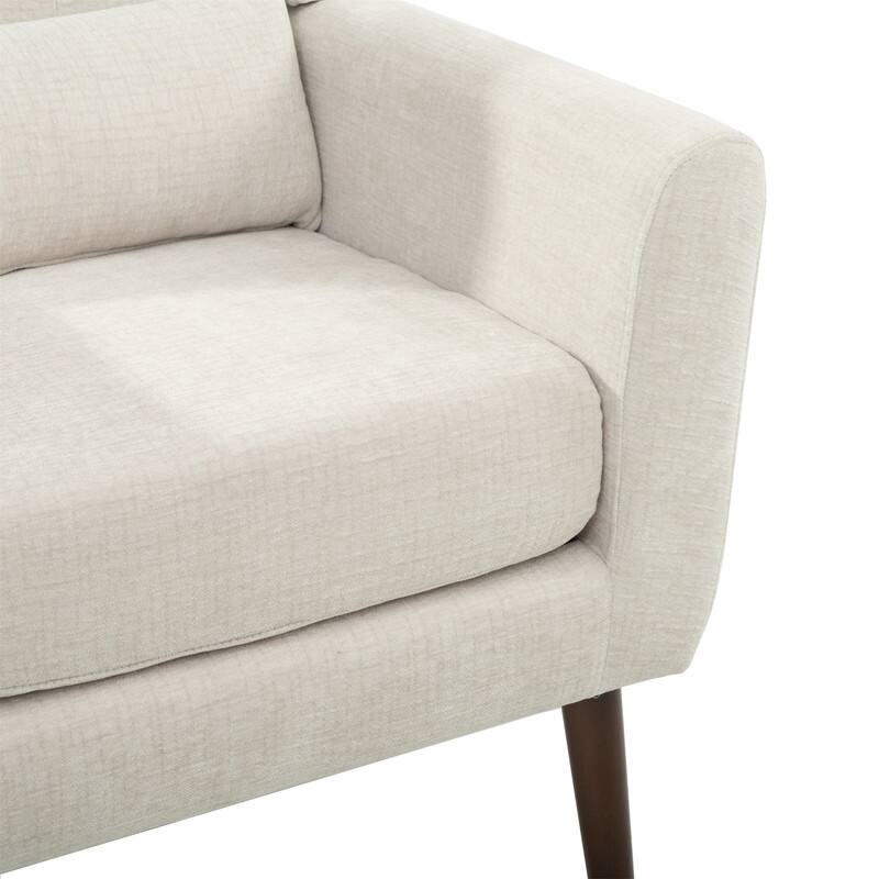 Modern Chenille Upholstered Armchair with Pillow and Solid Wood Leg