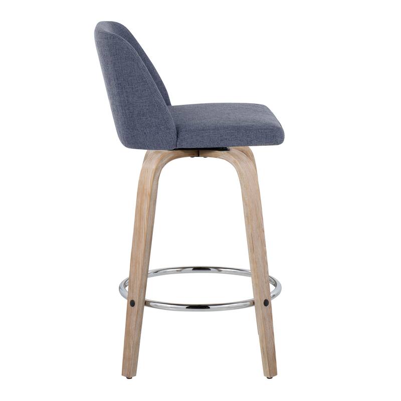 Carson Carrington Vallberga 26" Fixed-Height Counter Stool With Whitewashed Wood Base (Set of 2)