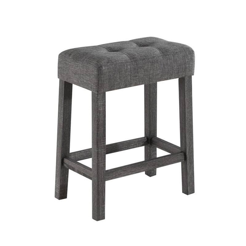 Cora 3 Piece Counter Height Table Set, Deep Tufted Stools, Smooth Gray