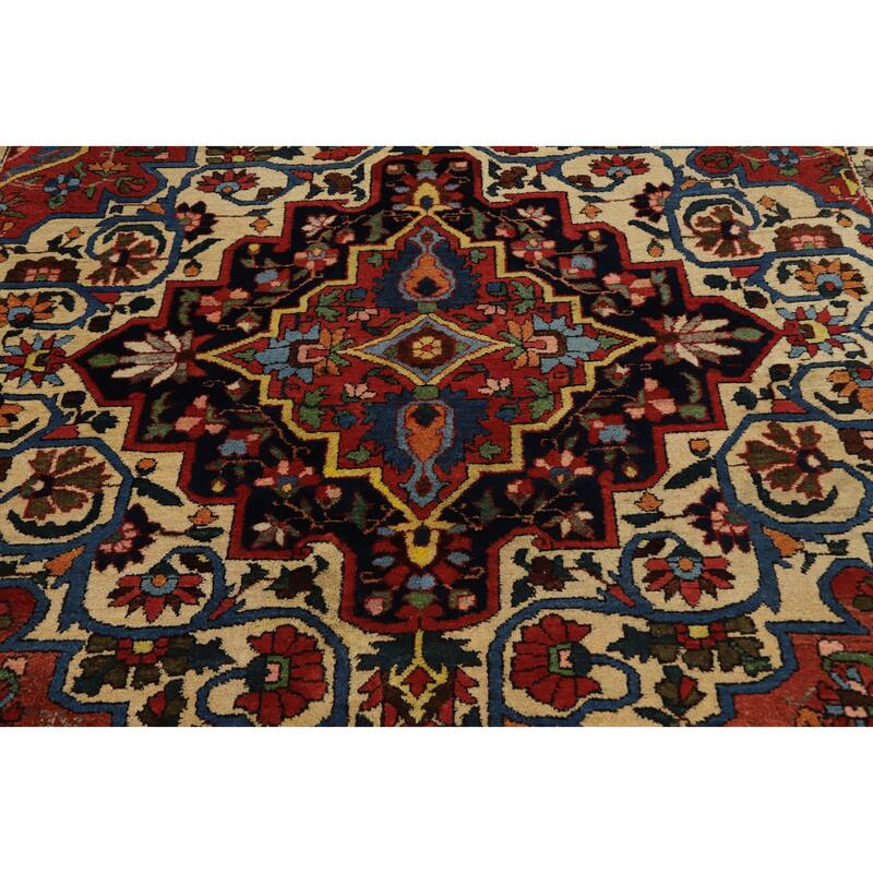 Hand Knotted Oriental 100% Wool Carpet Traditional Floral Beige & Ivories Bakhtiari Area Rug - 9' 8'' X 7' 1''