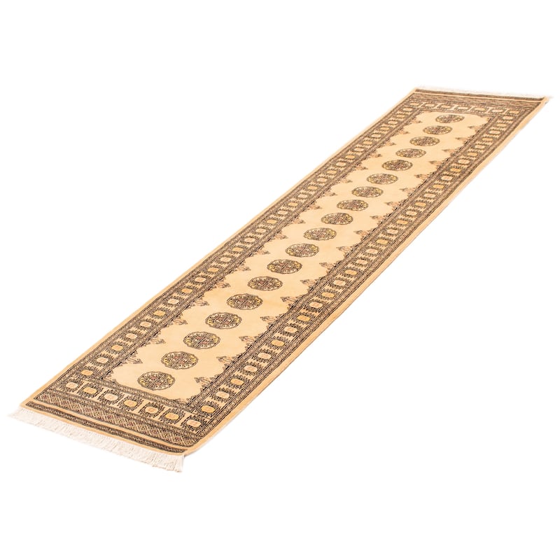 ECARPETGALLERY Hand-knotted Peshawar Bokhara Ivory Wool Rug - 2'8 x 10'6