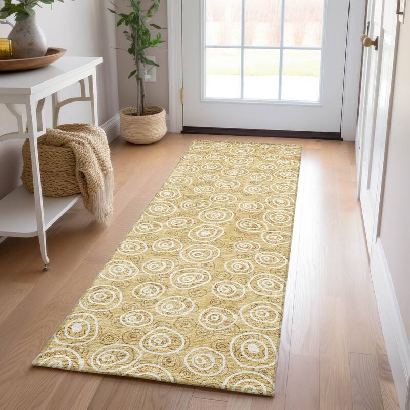 Machine Washable Indoor/ Outdoor Chantille Modern Bubbles Rug