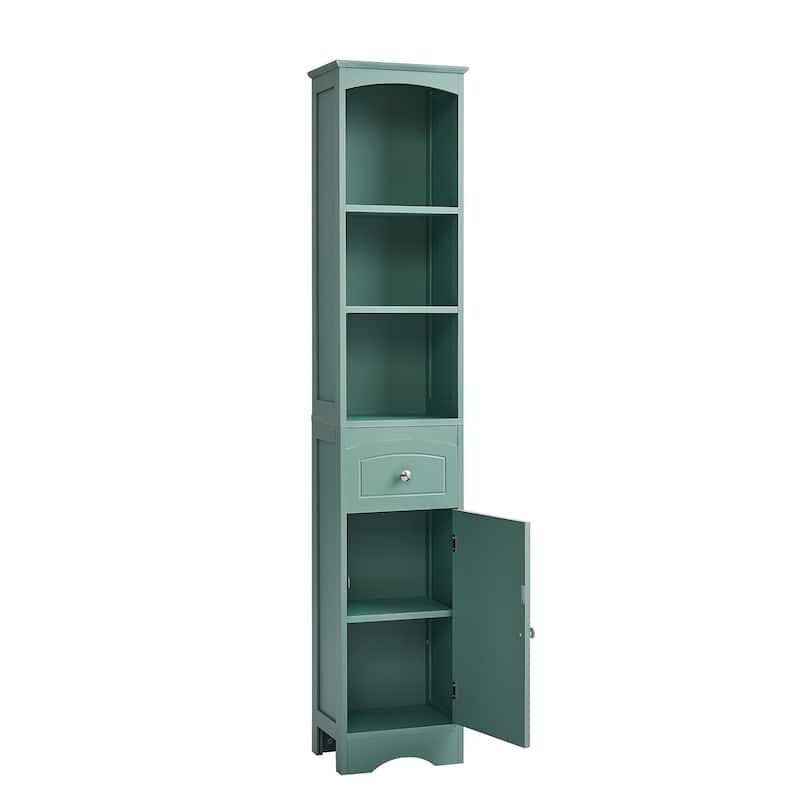 Roomfitters Tall Bathroom Cabinet Freestanding Storage with Drawer Adjustable Shelf and MDF Structure